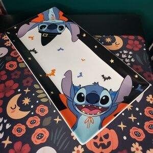Disney Stitch Witch Vampire Halloween Serving Tray Platter Ceramic